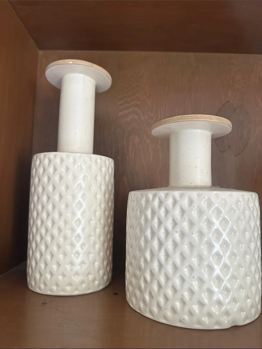 Cb2 Lawson fenning Cream Textured Ceramic Candle Holders - Set of 2